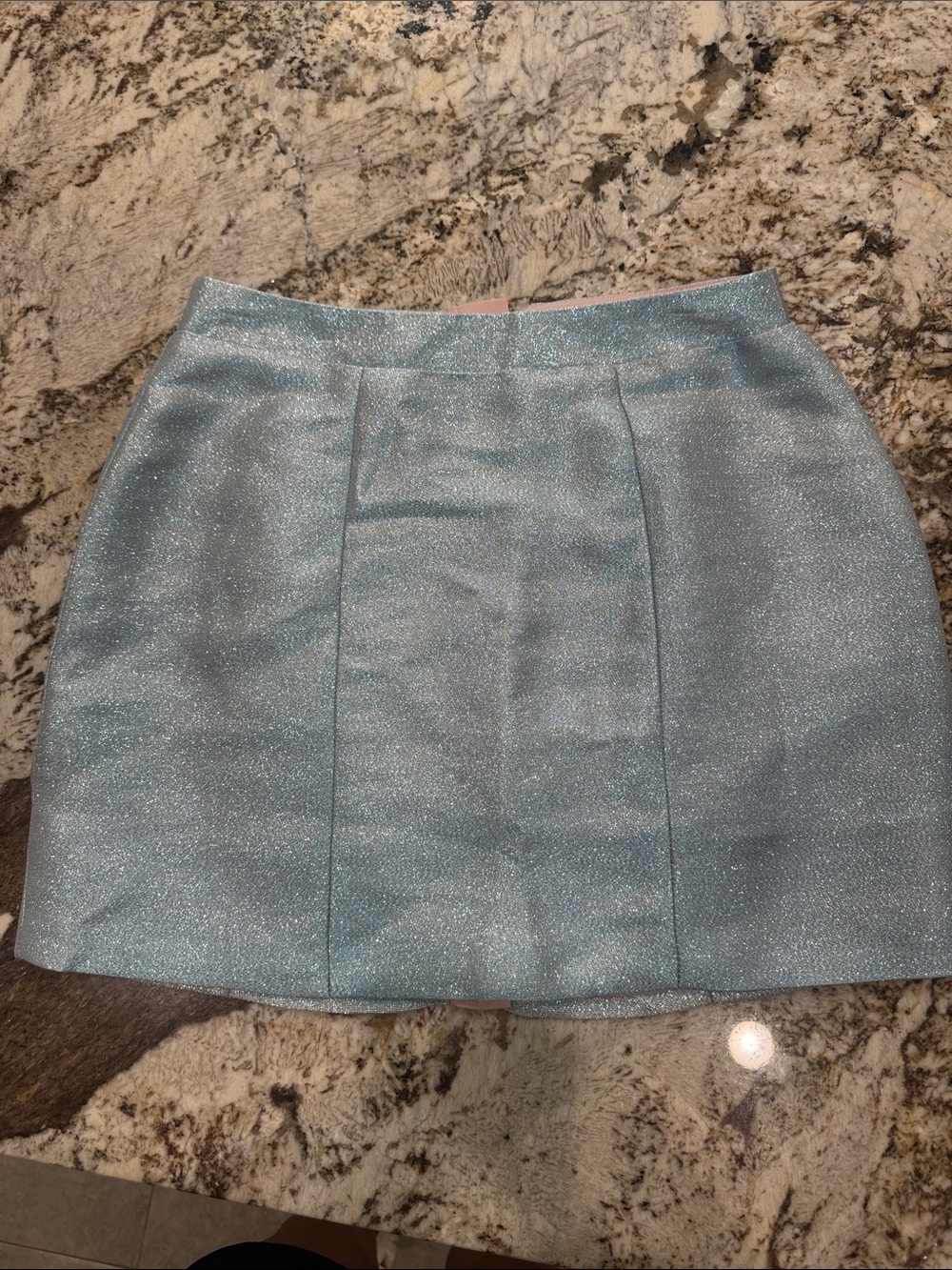 Skylar + Madison Shimmery Light Blue Mini Skirt